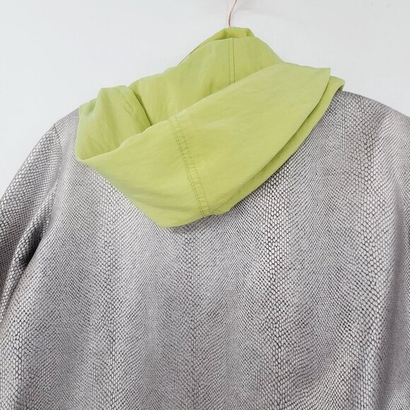 Mycra Pac Jacket Women's Small Reversible Hood Raincoat Jacket Silver Green - Picture 7 of 15